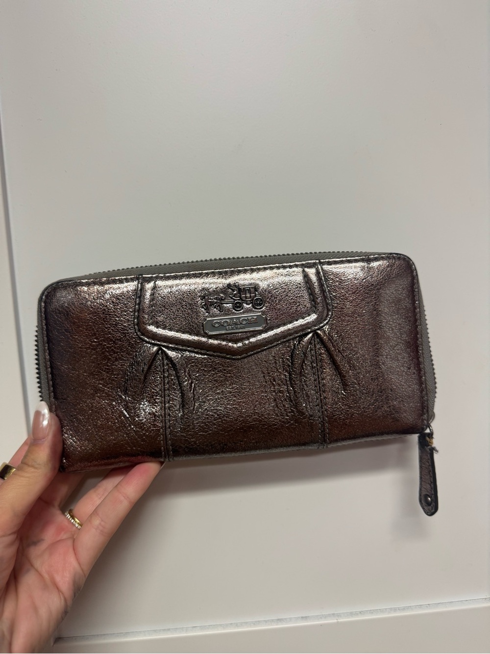 Coach Metallic  Zip Around Wallet